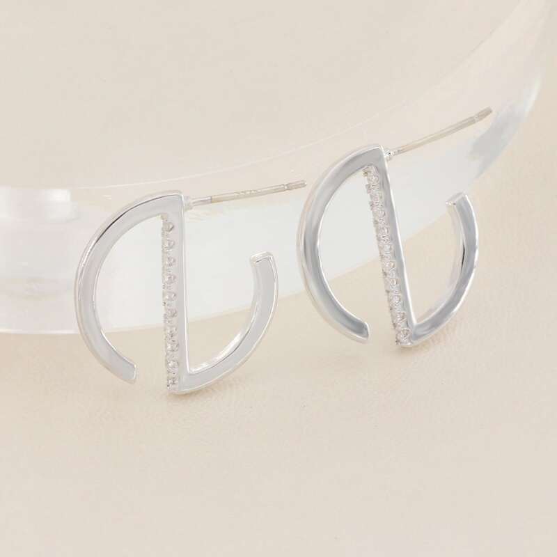 

Rhinestone Geo Stud Earrings, Silver
