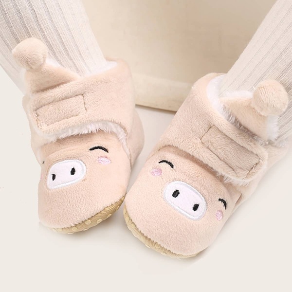 

Baby Girl Cartoon Design Velcro Strap Boots, Apricot