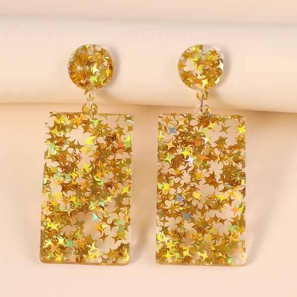 

Rectangle Resin Earrings, Gold