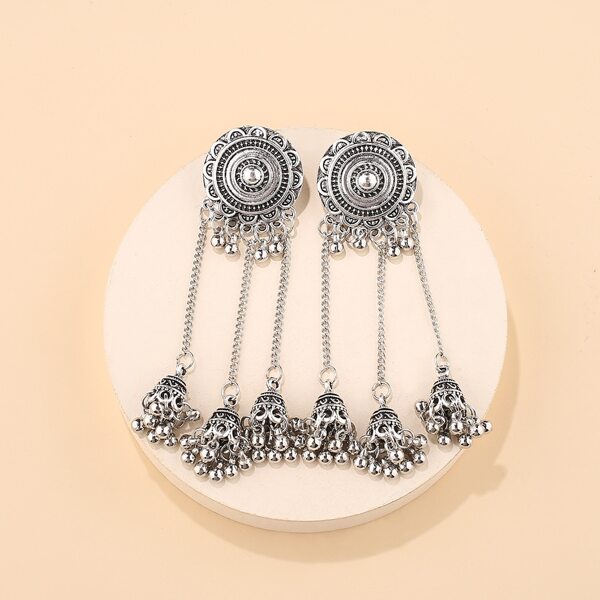 

Textured Metal Jhumka Earrings, Antique silver