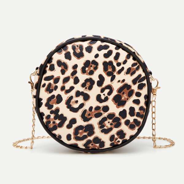 

Leopard Print Chain Circle Bag, Multicolor