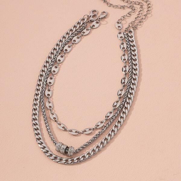 

3pcs Minimalist Chain Necklace, Silver