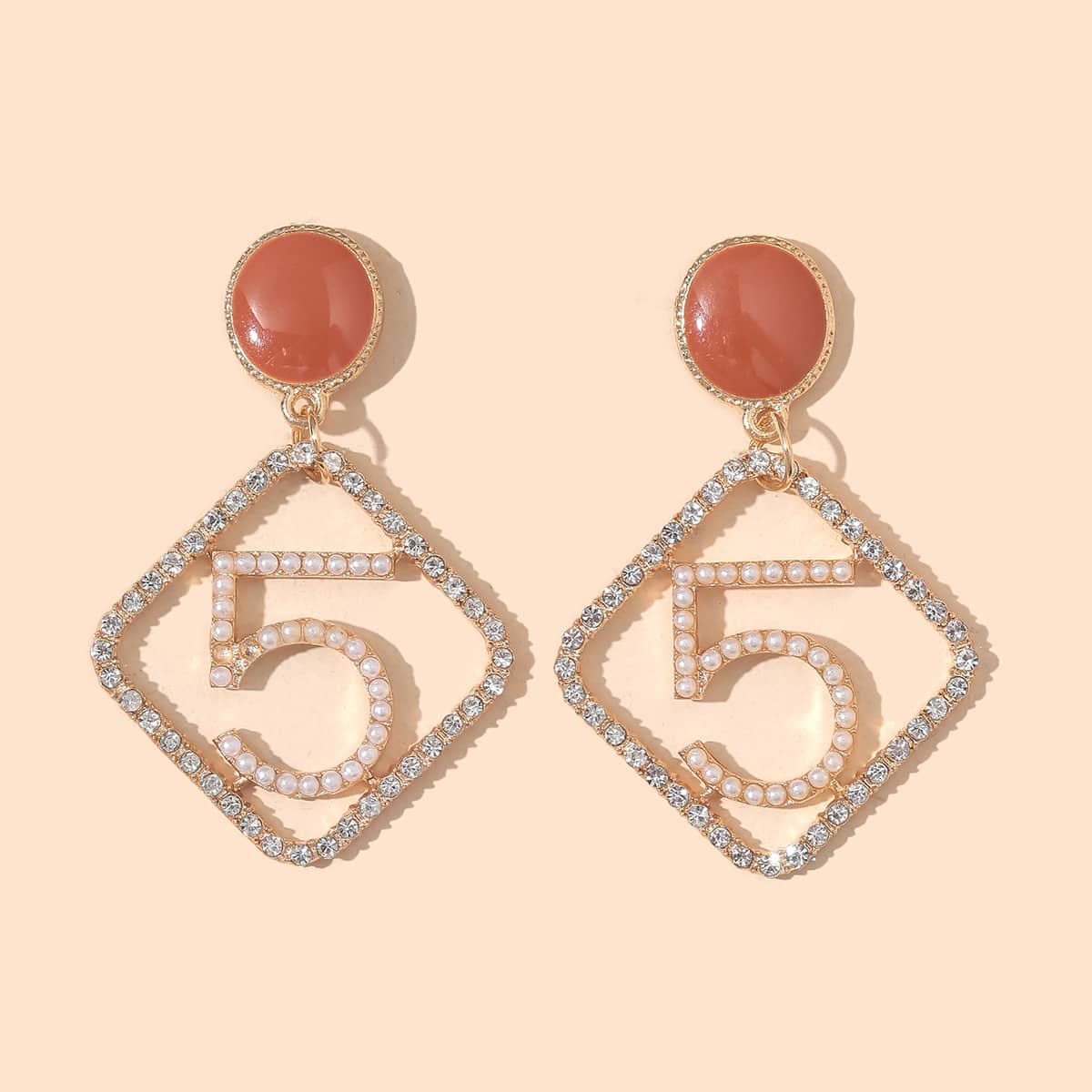 

Rhinestone Geo Number Drop Earrings, Multicolor