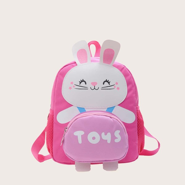 

Girls Rabbit Shaped Color Block Backpack, Hot pink
