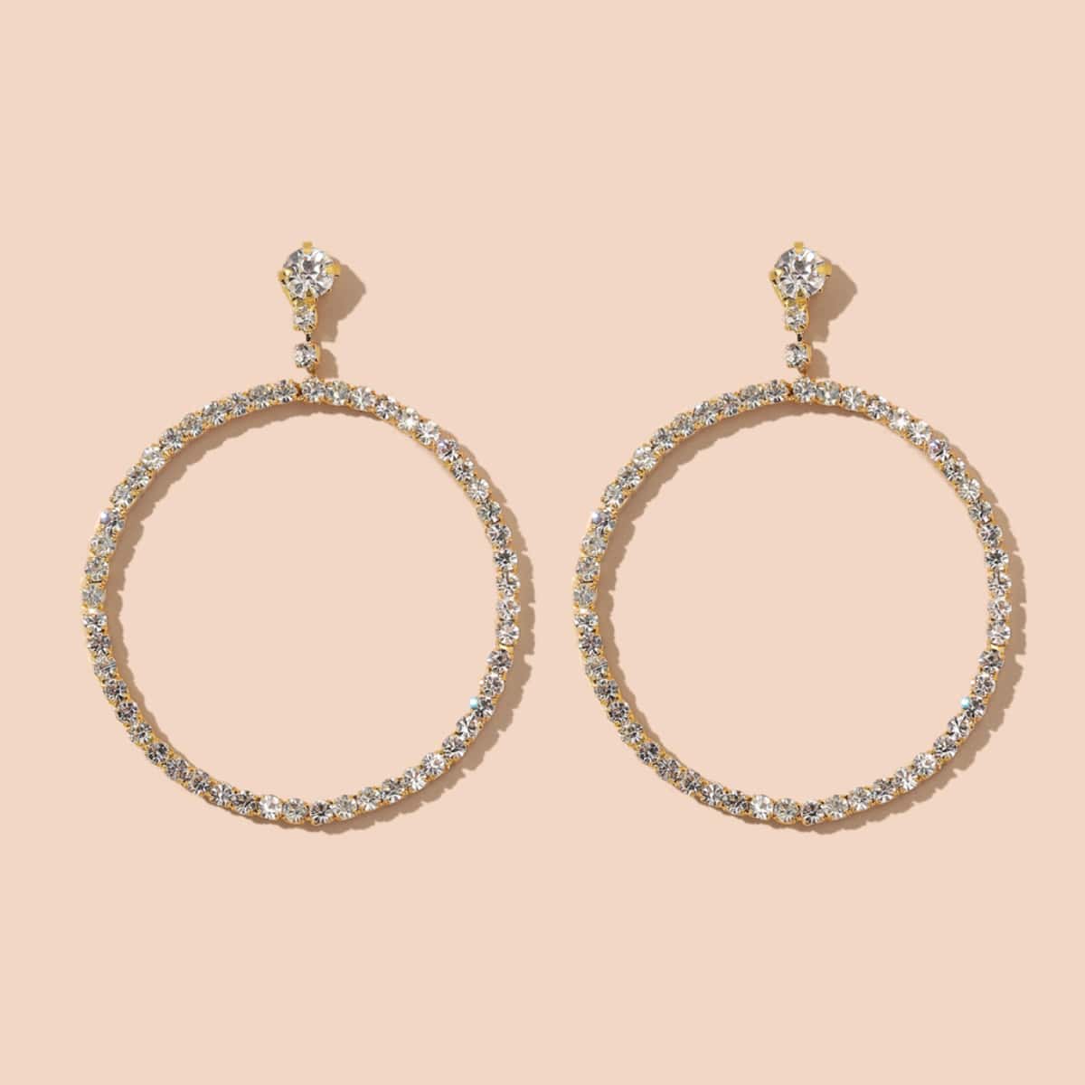 

Rhinestone Circle Drop Earrings, Gold