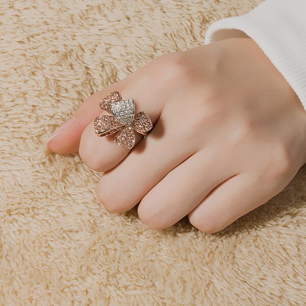 

Rhinestone Bow Knot Decor Ring, Rose gold
