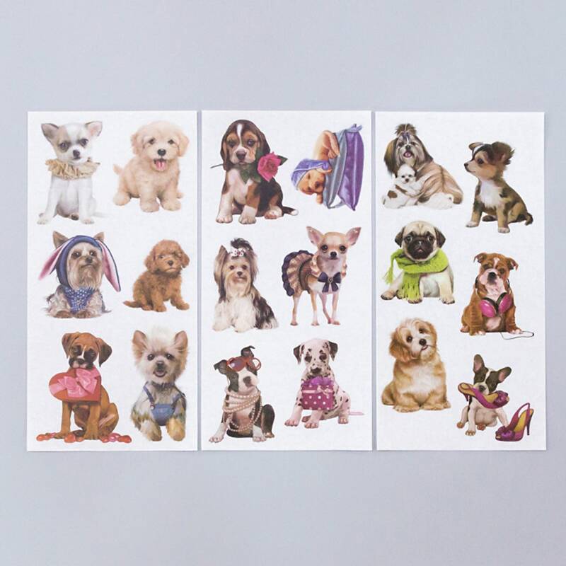 

3sheets Dog Pattern Sticker, Multicolor