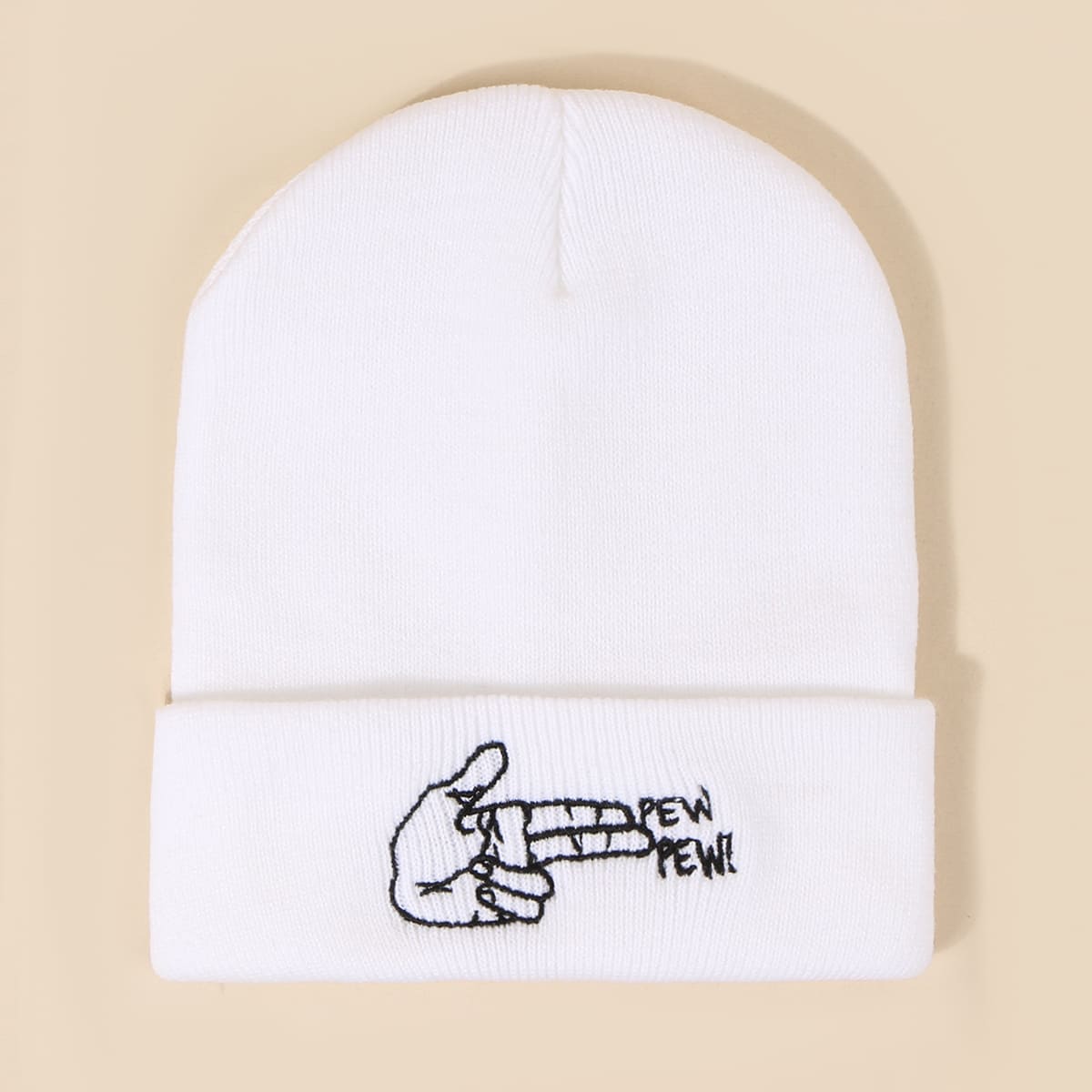 

Guys Letter Embroidery Beanie, White