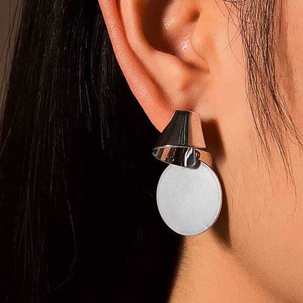 

Round Drop Earrings, Silver