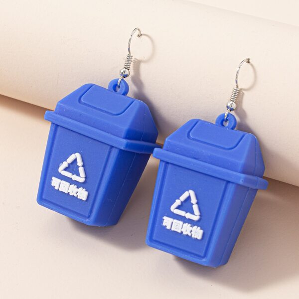 

Trash Can Charm Drop Earrings, Royal blue