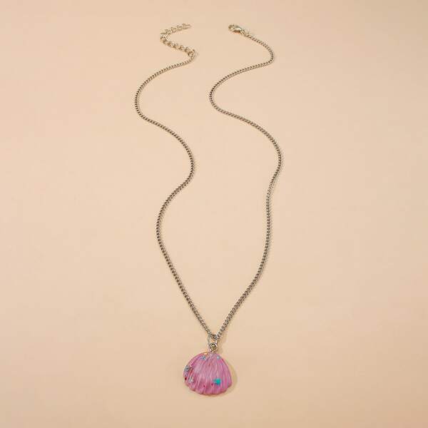 

Shell Charm Necklace, Purple