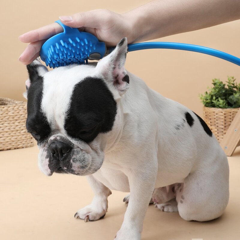 

1pc Dog Bathing Massage Brush With Water Pipe, Blue
