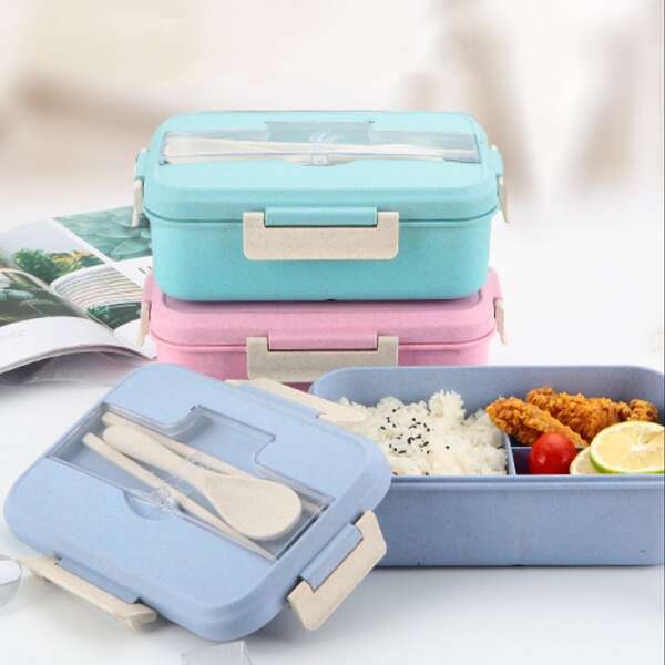 

1pc Random Color Lunch Box With 1set Cutlery, Multicolor