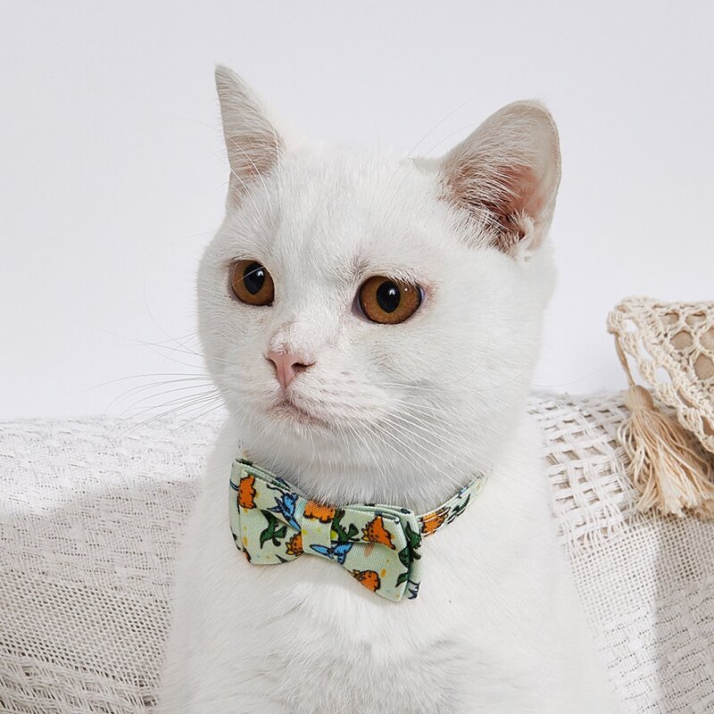 

Bow Decor Cartoon Graphic Cat Collar, Green