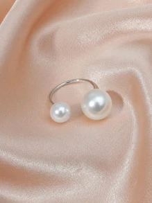 Anillo con perla artificial - Plateado - Ver 2