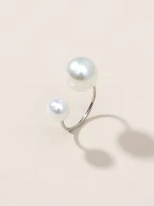 Anillo con perla artificial - Plateado - Ver 3