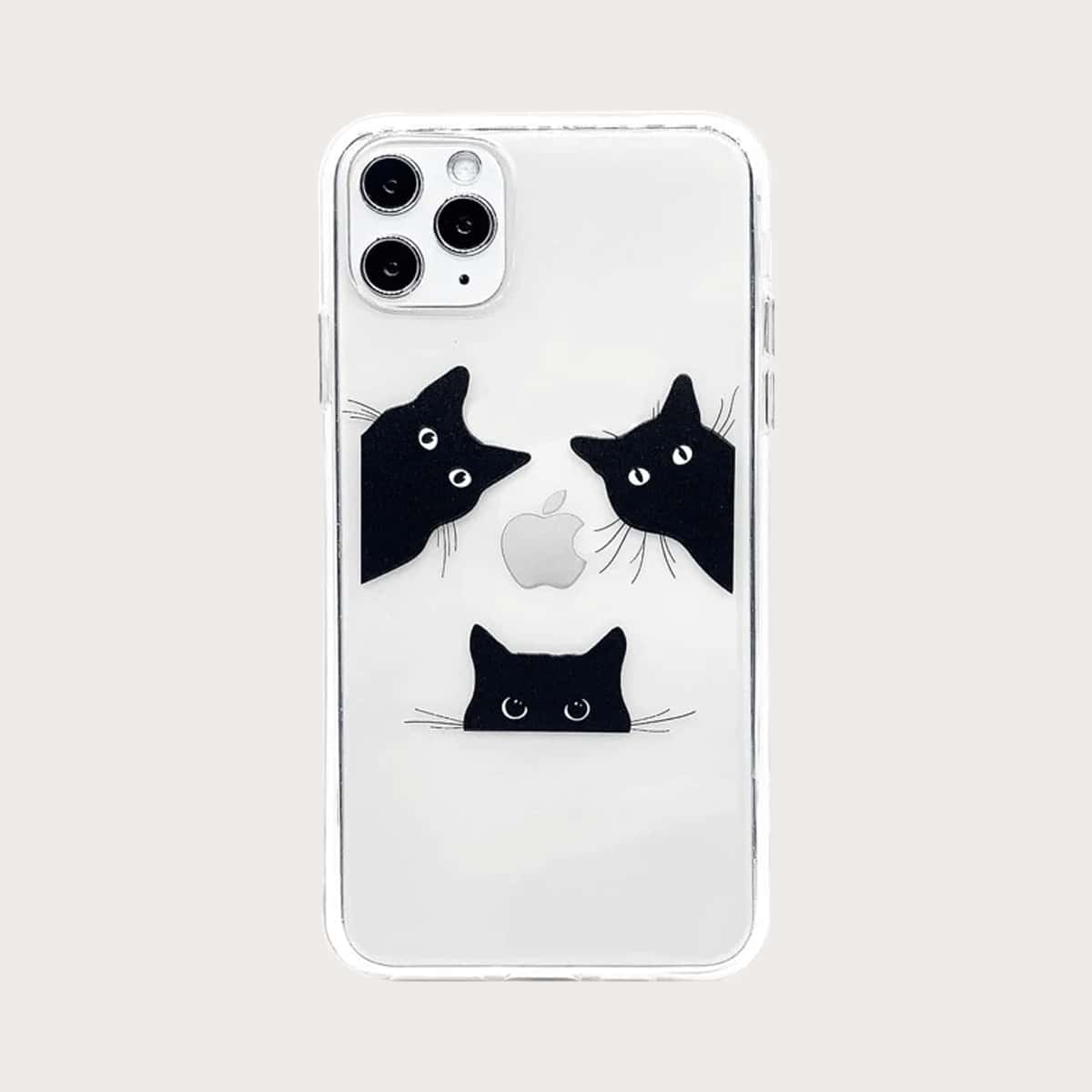 

Cat Print Clear iPhone Case, Black and white