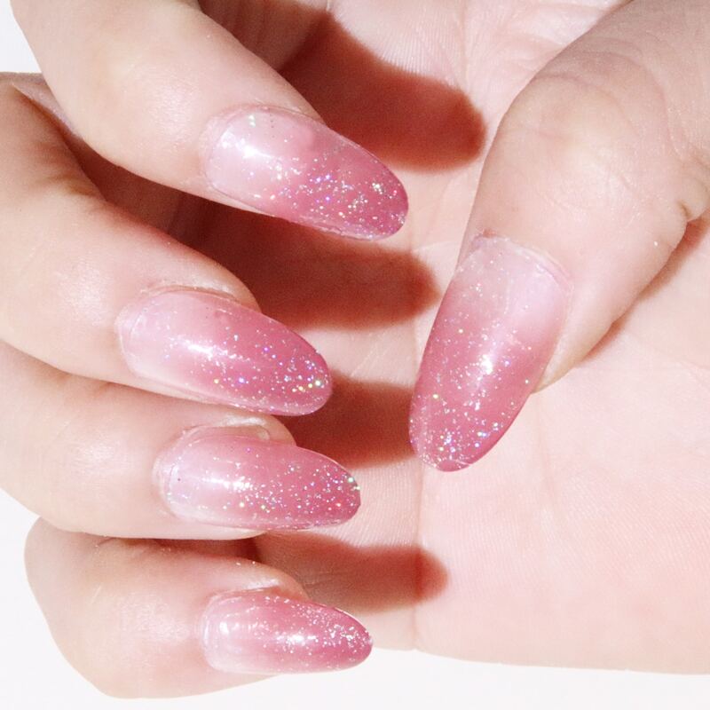 

24pcs Ombre Fake Nail & 1sheet Tape, Multicolor