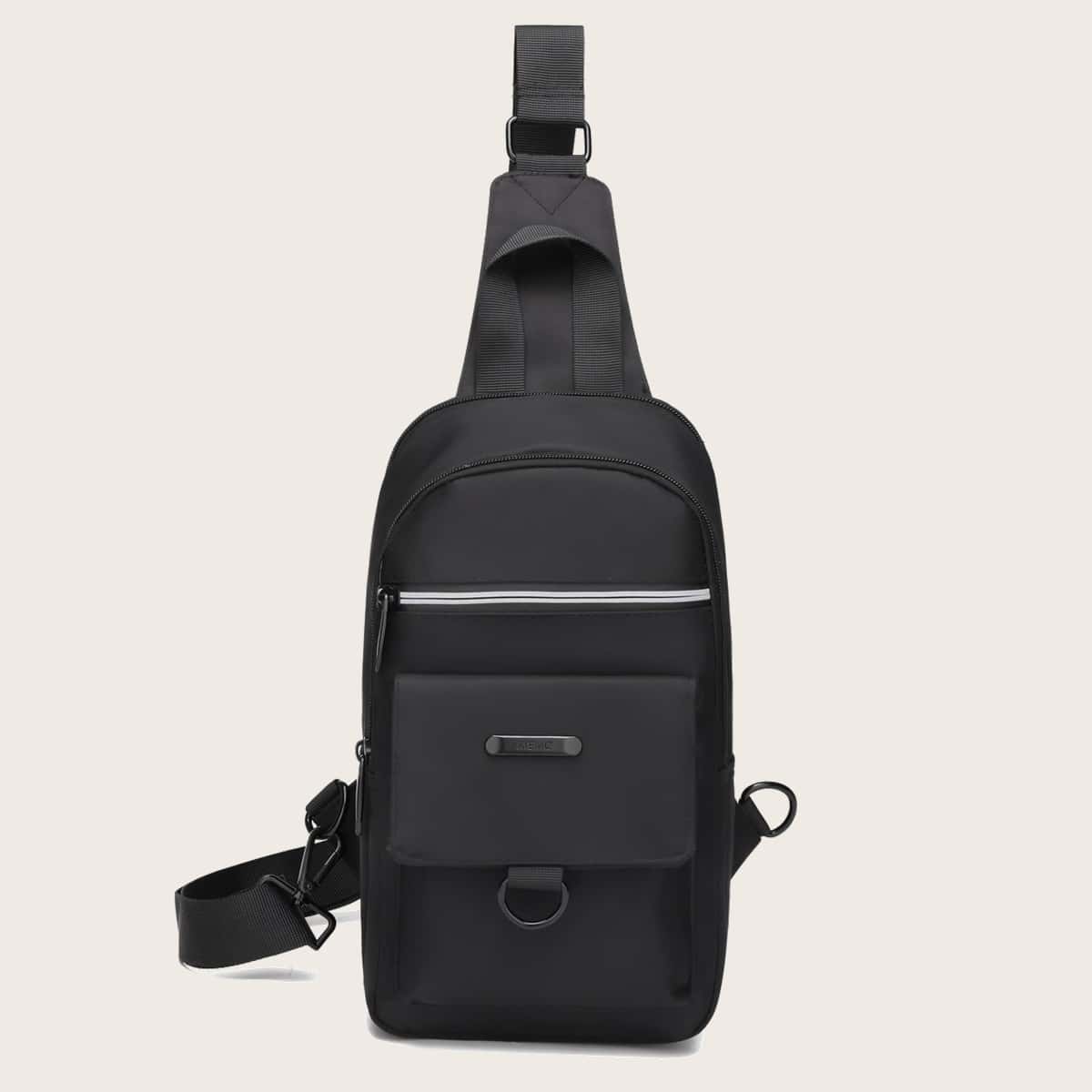 

Guys Minimalist Zip Sling Bag, Black