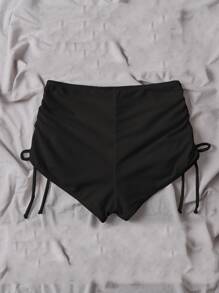 SHEIN Swim Shorts bikini fruncido con cordón lateral - Negro - Ver 2