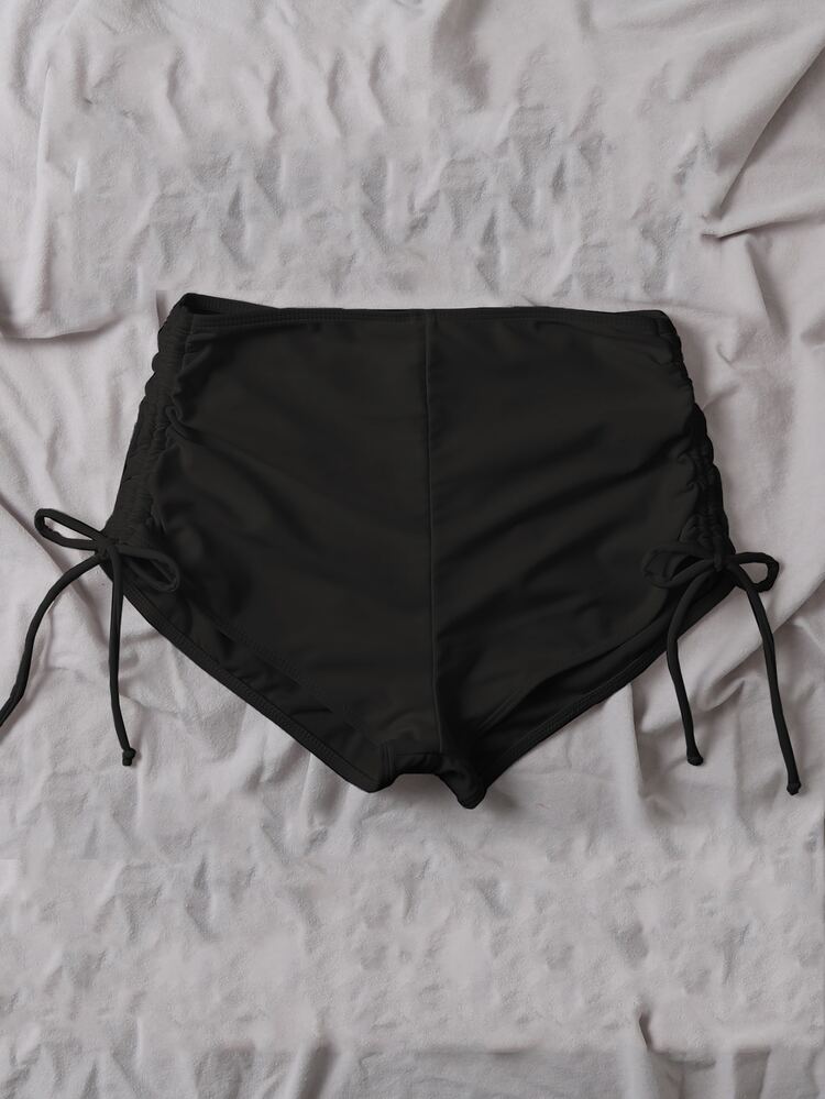 SHEIN Swim Shorts bikini fruncido con cordón lateral - Negro - Añade 4