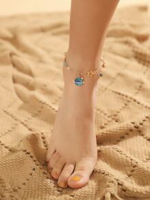 星星裝飾鏈條腳錬 - 藍色 - 查看 1