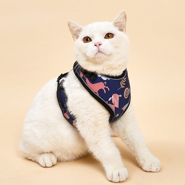 

1pc Cartoon Graphic Breathable Cat Harness, Multicolor