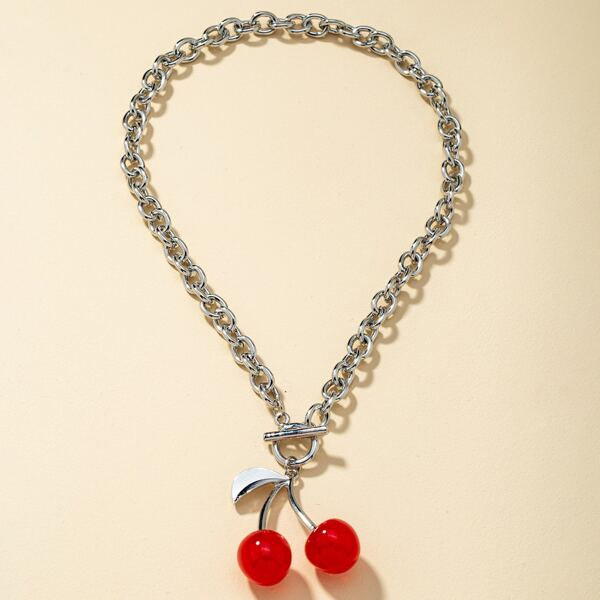 

Cherry Charm Necklace, Silver