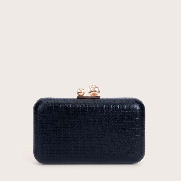 

Textured Chain Box Bag, Black