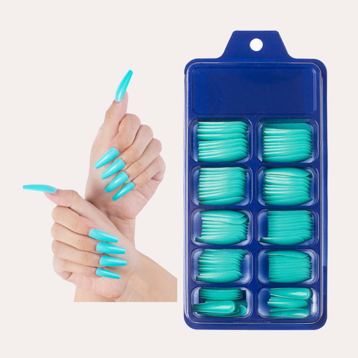

100pcs Solid Fake Nail, Mint blue