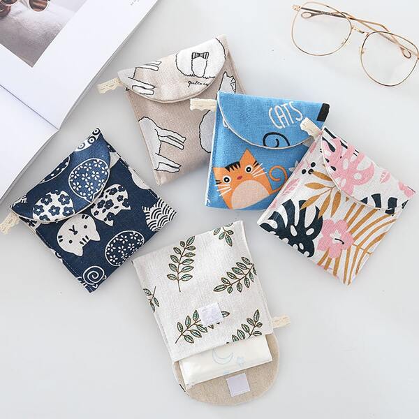 

1pc Random Pattern Sanitary Napkin Storage Bag, Multicolor