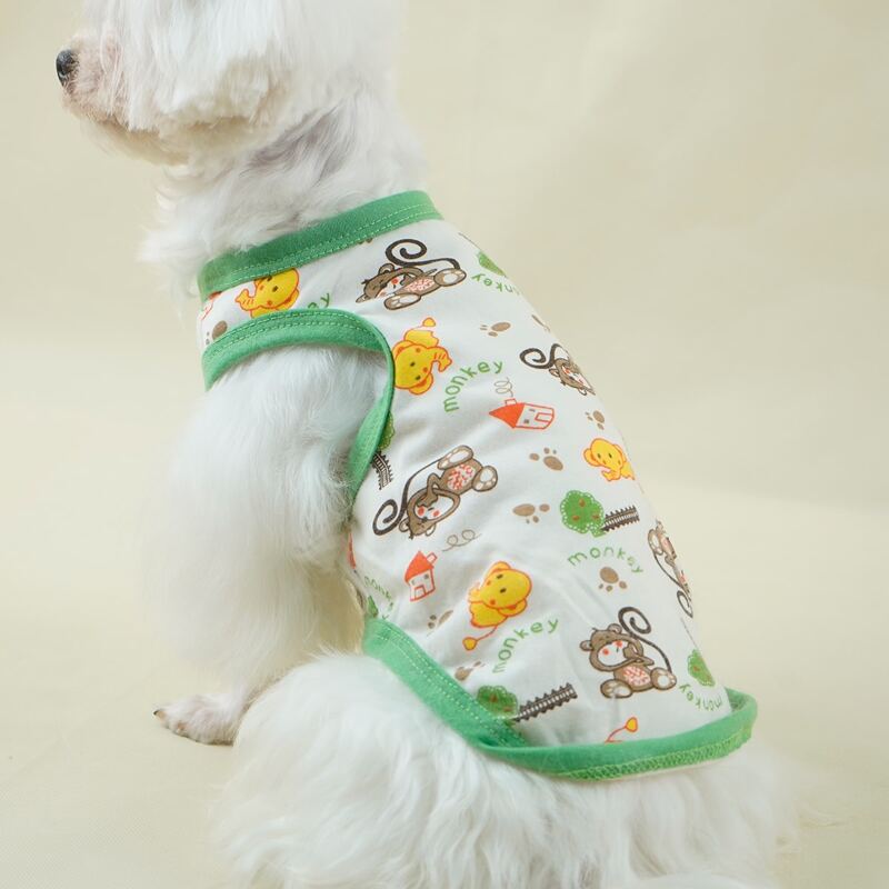 Cartoon Graphic Contrast Binding Dog Tank, Multicolor