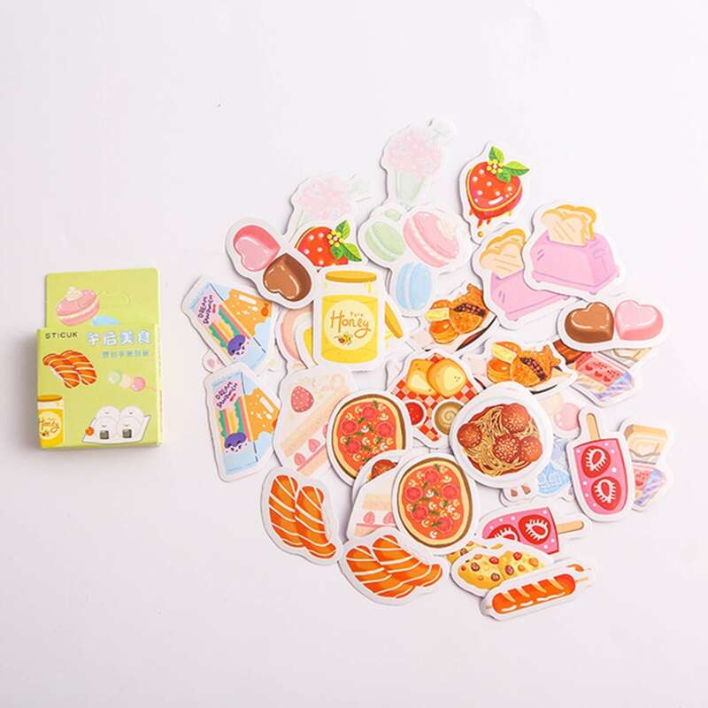 

40pcs Cartoon Food Sticker, Multicolor