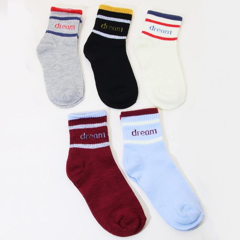 

5pairs Striped Socks, Multicolor