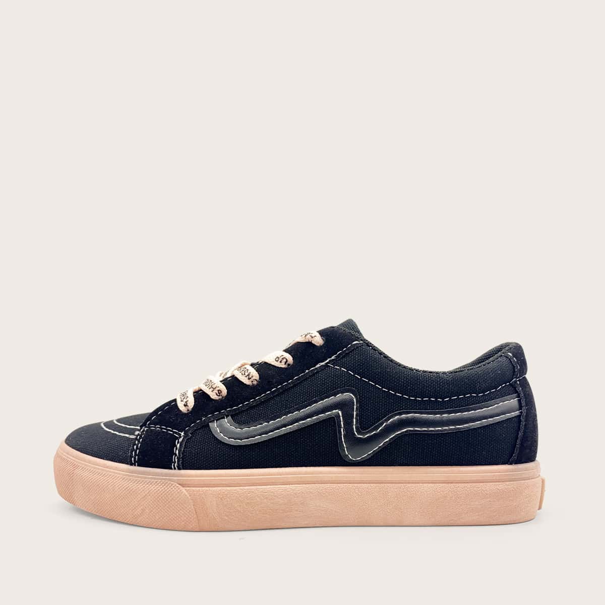 

Stitch Detail Canvas Shoes, Black