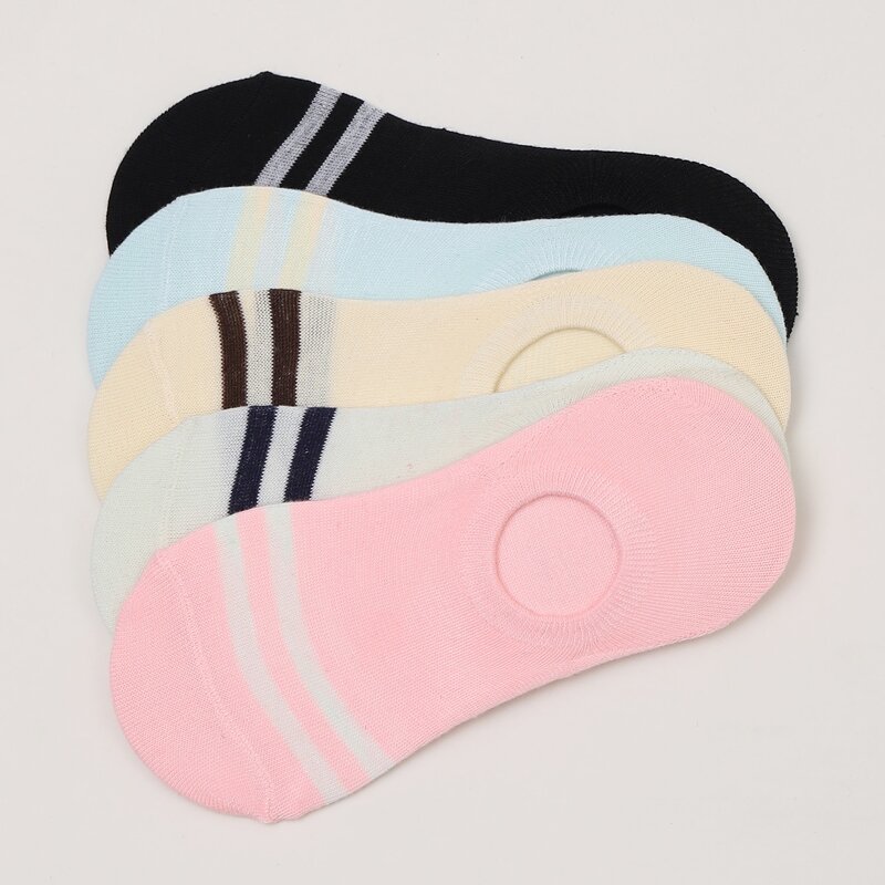 

5pairs Striped Invisible Socks, Multicolor