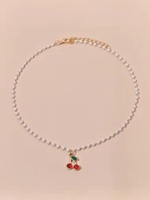 Rhinestone Faux Pearl Decor Necklace - Multicolor - View 2