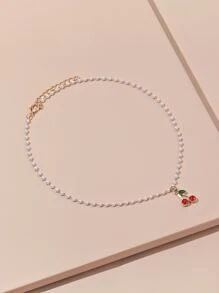 Rhinestone Faux Pearl Decor Necklace - Multicolor - View 3