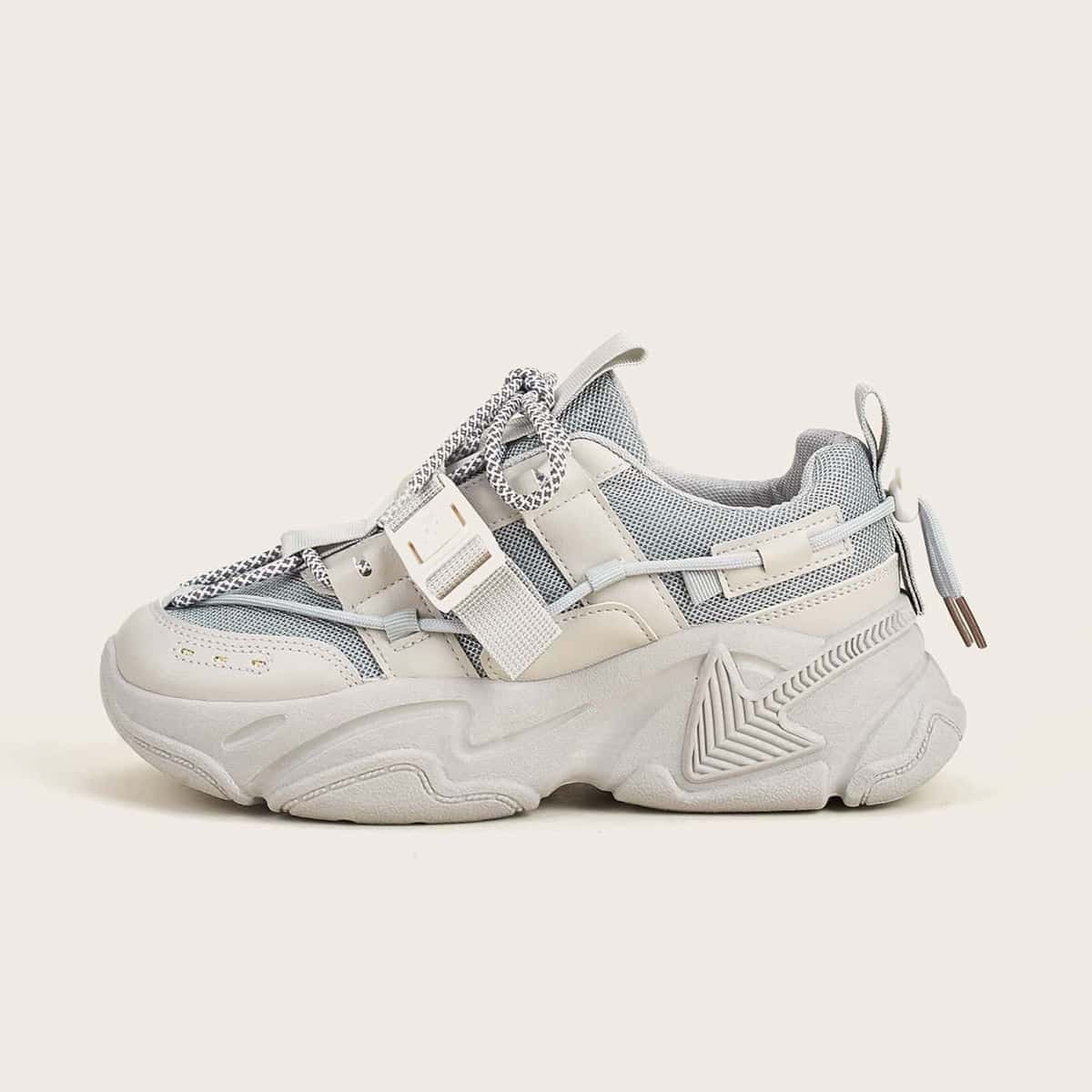 

Buckle Detail Chunky Trainers, Beige