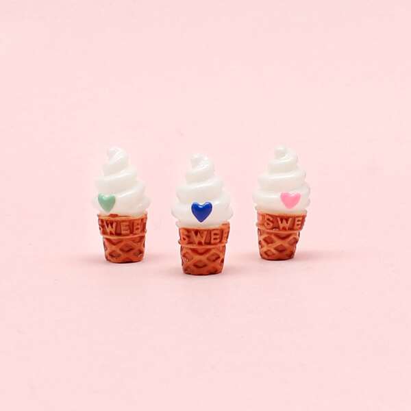 

3pcs Ice Cream Design Brooch, White