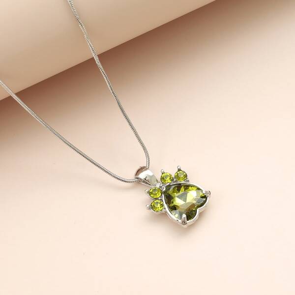 

Rhinestone Pendant Necklace, Army green