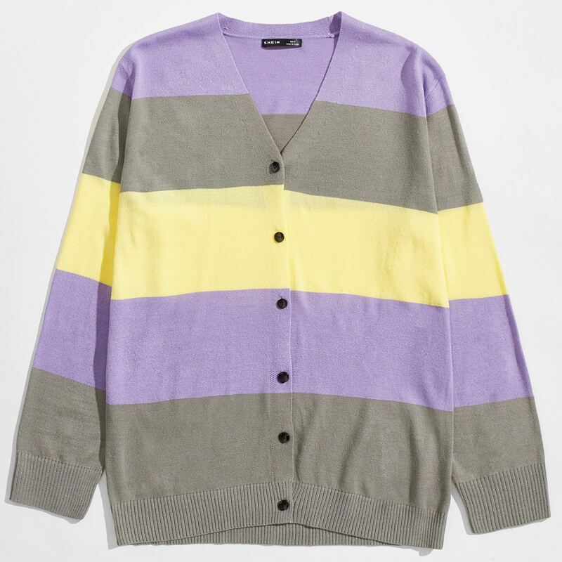 

Guys Single Breasted Colorblock Cardigan, Multicolor