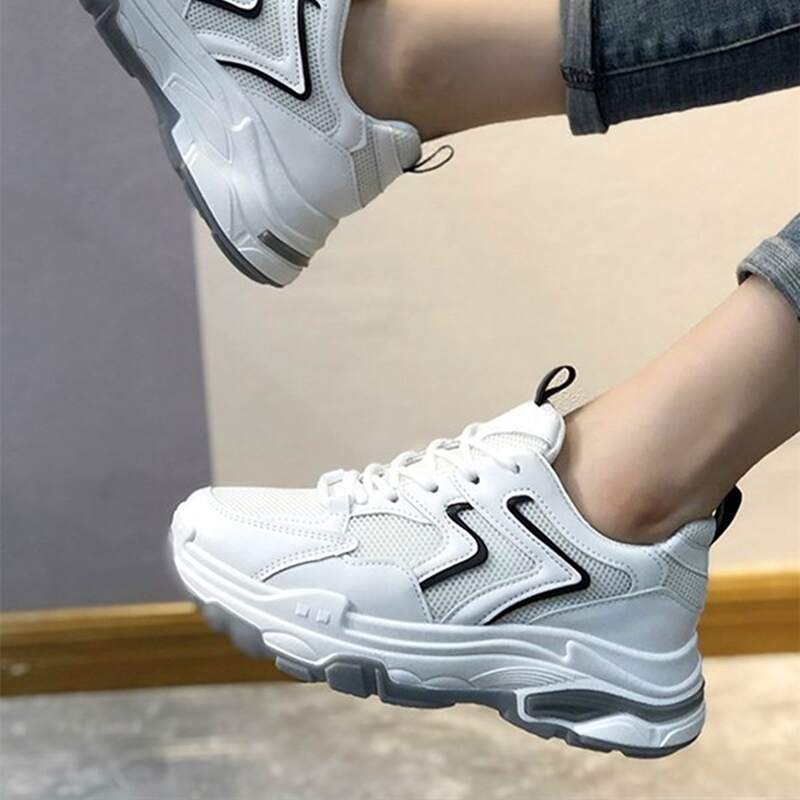 

Lace-up Chunky Trainers, White