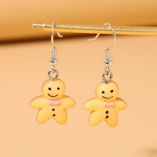 

Christmas Gingerbread Man Drop Earrings, Yellow