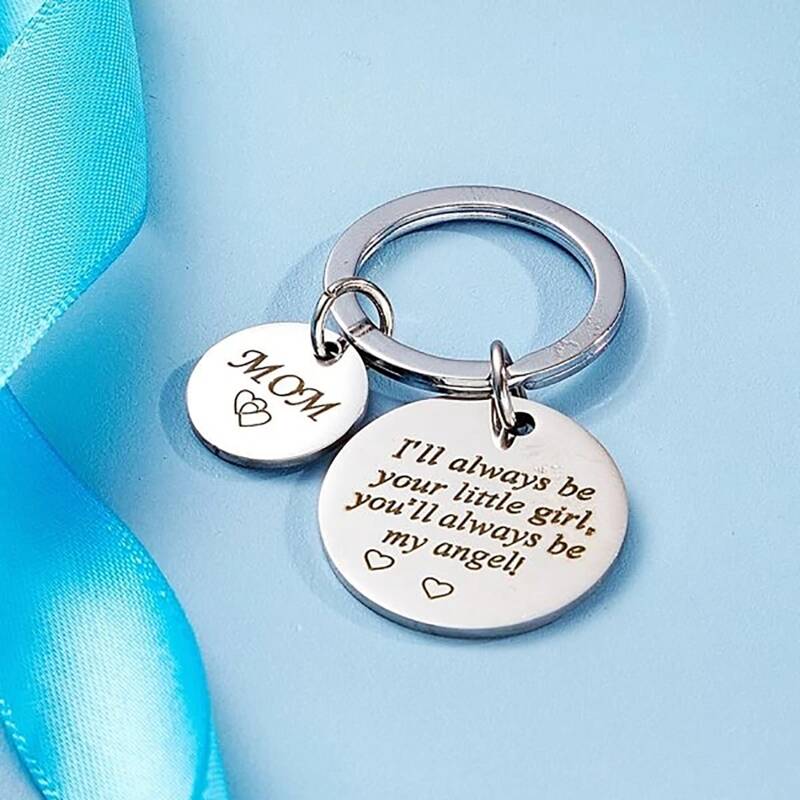 

1pc Round Charm Keychain, Silver