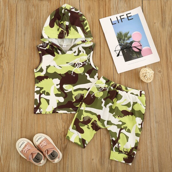 

Toddler Boys Camo Hooded Tank Top With Track Shorts, Multicolor