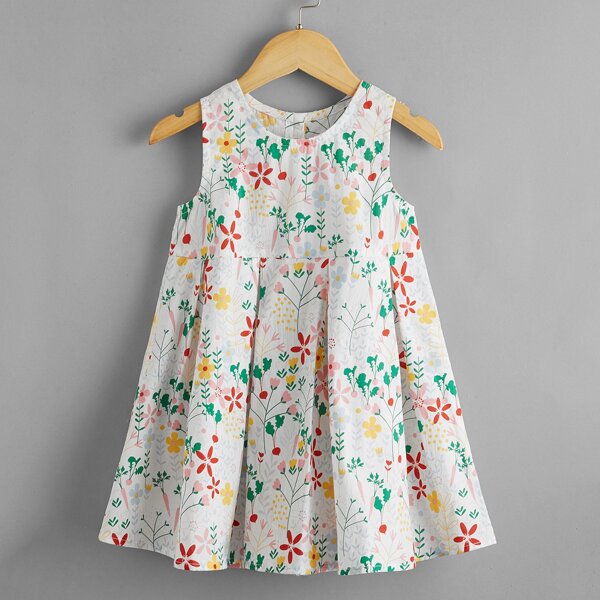 

Toddler Girls Floral Print Pleated Smock Dress, Multicolor