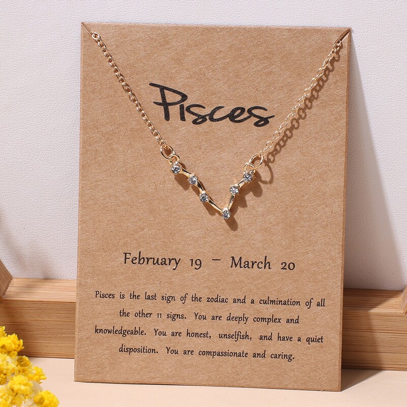 

Constellation Pisces Rhinestone Pendant Necklace, Gold