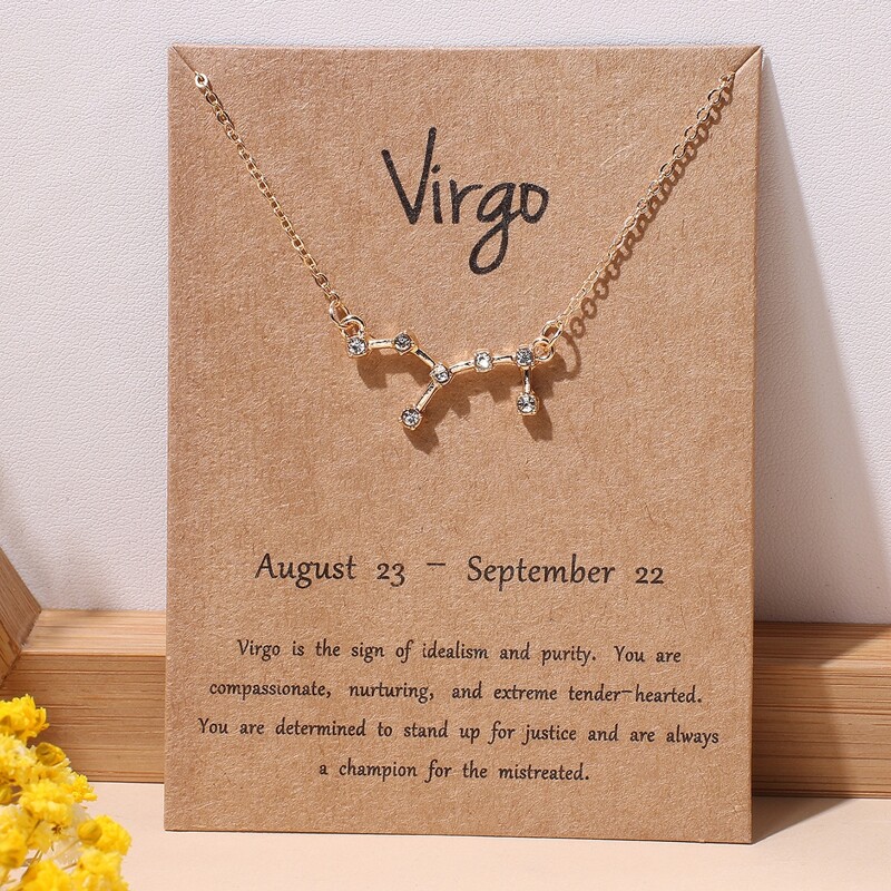 

Constellation Virgo Rhinestone Pendant Necklace, Gold