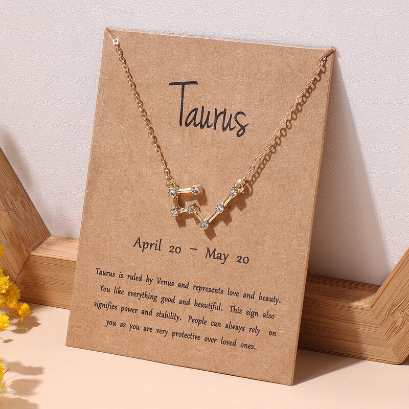 

Constellation Taurus Rhinestone Pendant Necklace, Gold